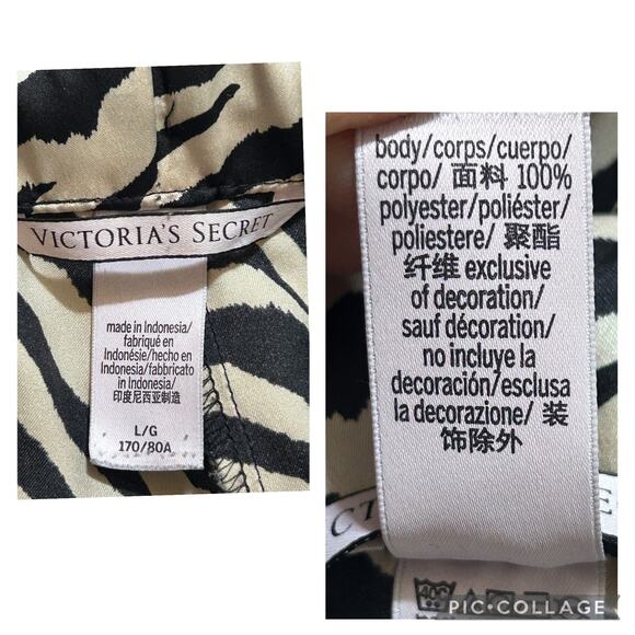Victoria's Secret Loungewear Pajama Pants L Animal Print Zebra Satiny Pull On - Picture 7 of 9